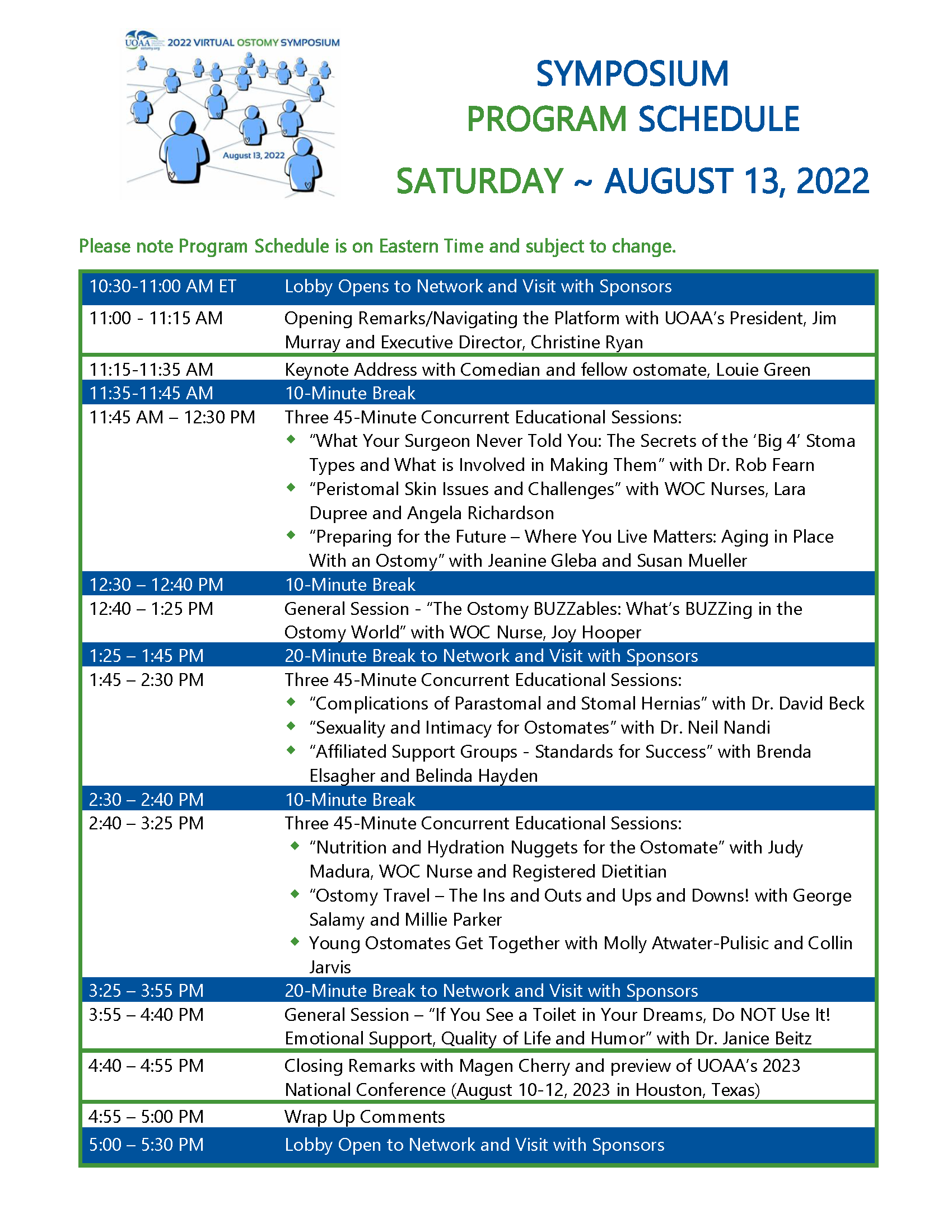 Virtual Symposium Program Schedule
