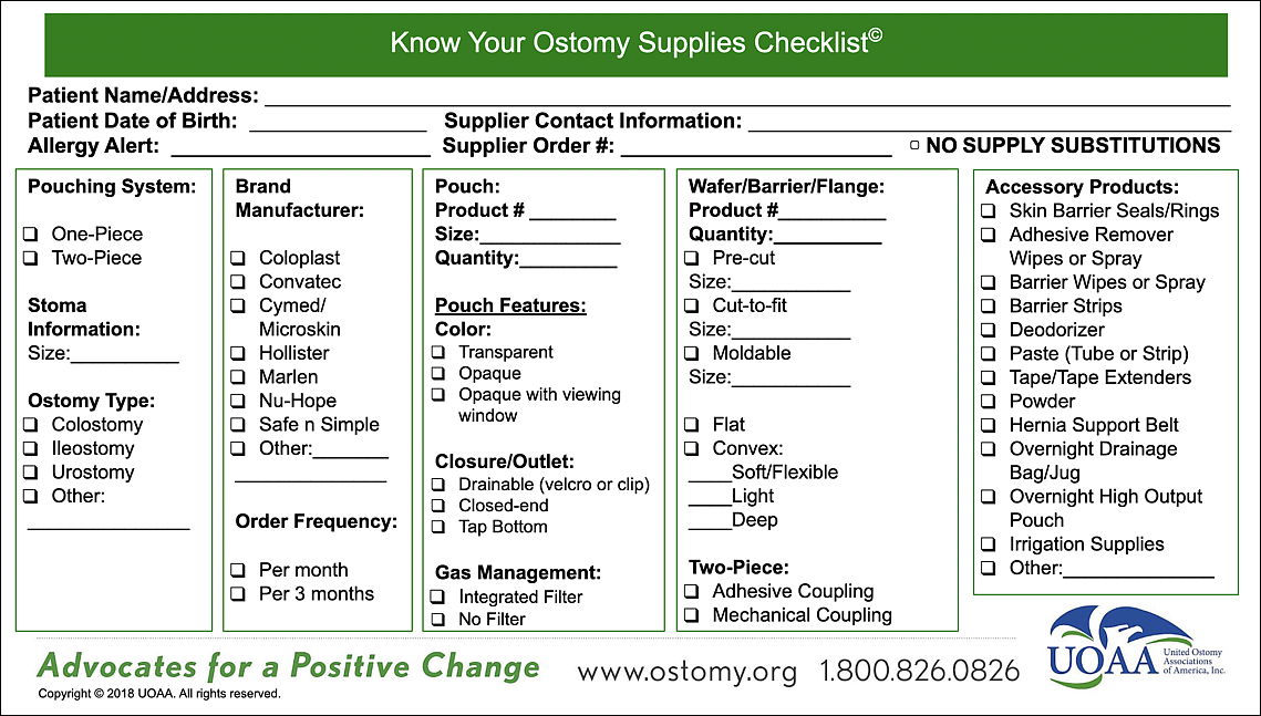 Know Your Ostomy Supplies checklist