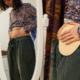 Woman looking at her new ostomy